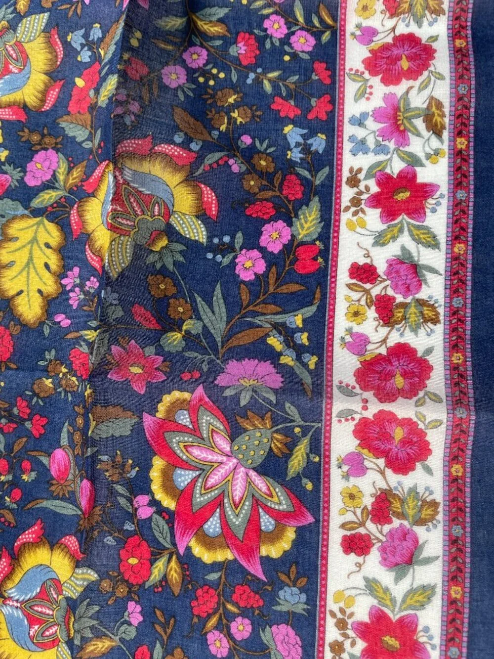 Vintage Yves Saint Laurent Floral Cotton Scarf